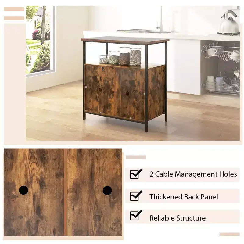 Credenza buffet industriale a 2 ante Costway Armadietto da cucina con ripiano aperto