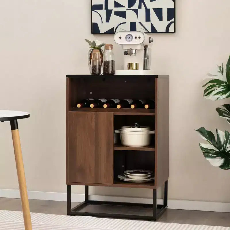 Credenza/Madia Cantinetta Vino Costway con Ripiano Regolabile e Anta Scorrevole da Cucina