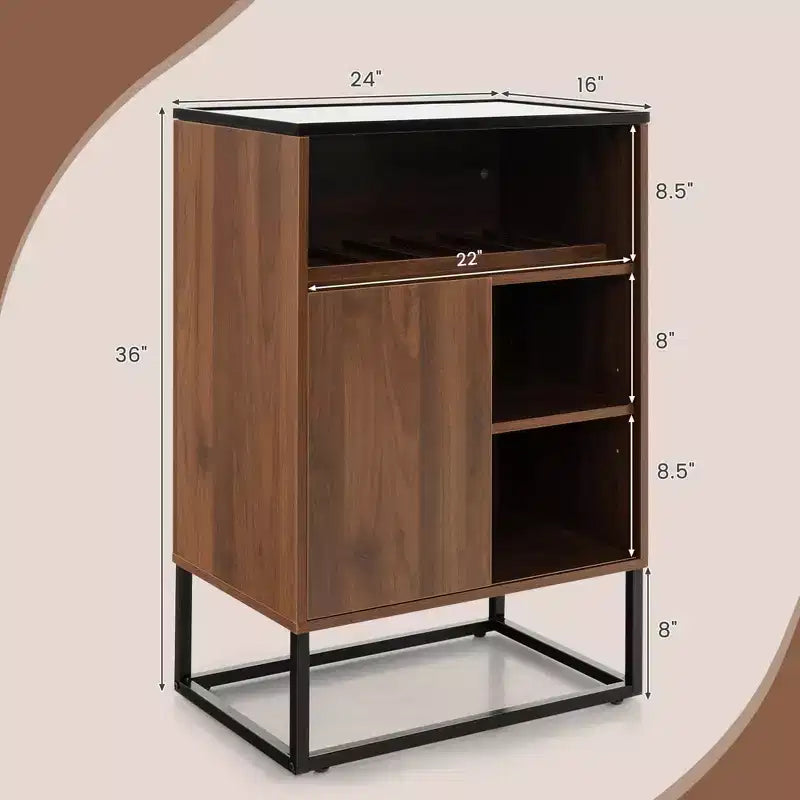 Credenza/Madia Cantinetta Vino Costway con Ripiano Regolabile e Anta Scorrevole da Cucina