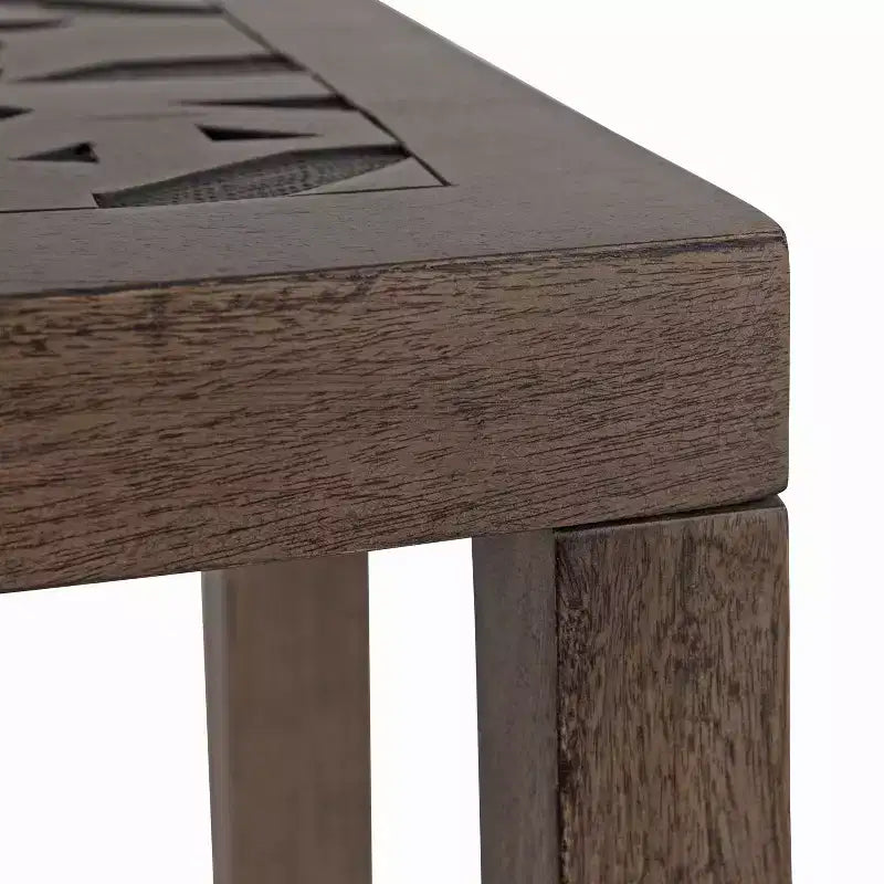 Tavolino in legno rettangolare Elyria, 20x14x26, Grigio inciso