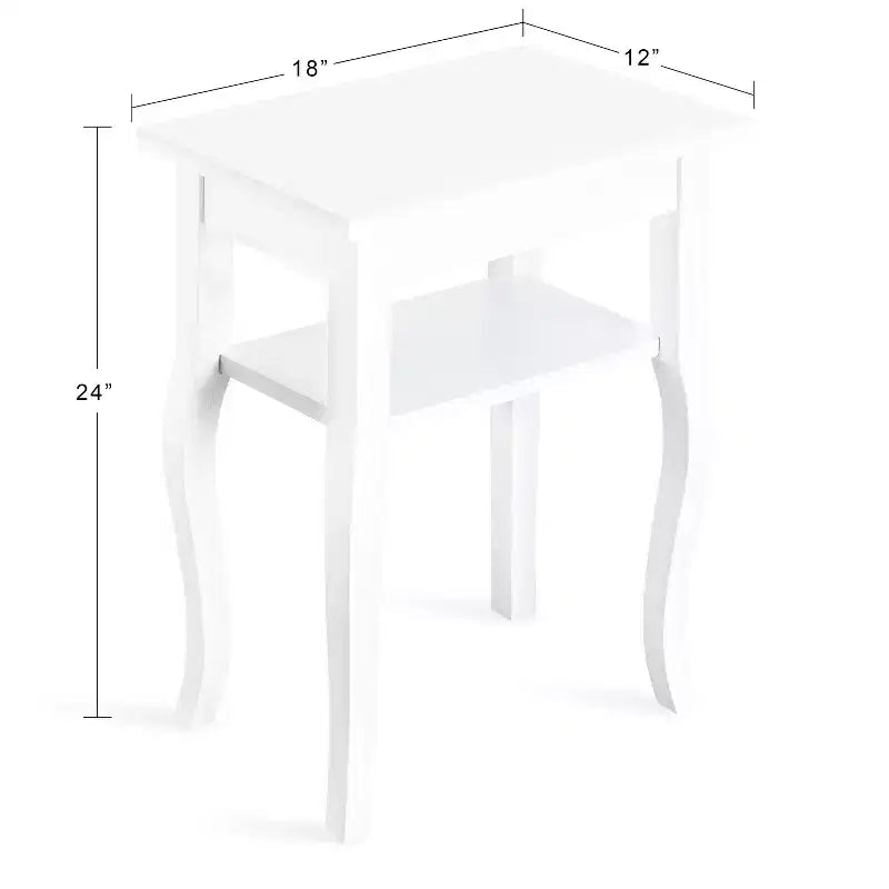 Tavolino Rettangolare Lillian in MDF, 18x12x24, Bianco