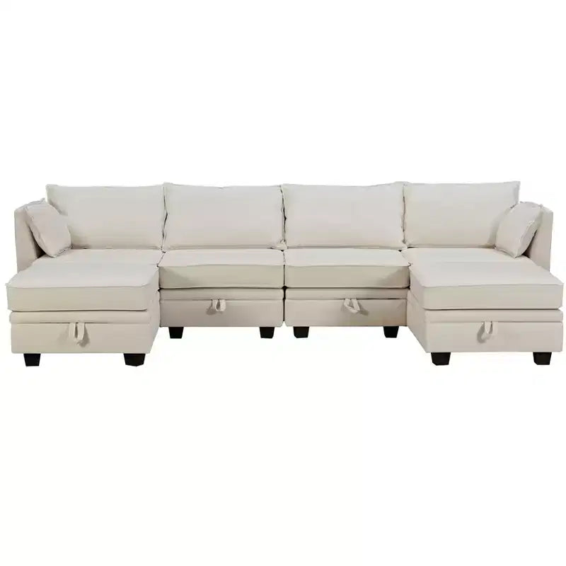 115.1 Divano componibile a U grande e moderno, con contenitore, divano letto convertibile con chaise longue reversibile - ModernLuxe
