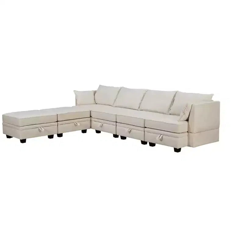 115.1 Divano componibile a U grande e moderno, con contenitore, divano letto convertibile con chaise longue reversibile - ModernLuxe