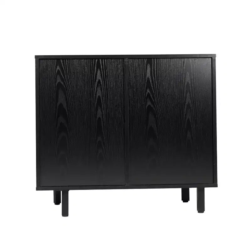 Meuble bar et bahut classique Emma et Oliver avec armoire à porte simple de style Shaker avec rangement pour verres suspendu et étagères ouvertes pour bouteilles