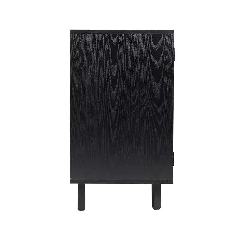 Meuble bar et bahut classique Emma et Oliver avec armoire à porte simple de style Shaker avec rangement pour verres suspendu et étagères ouvertes pour bouteilles