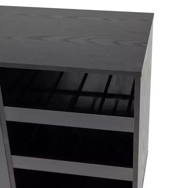 Meuble bar et bahut classique Emma et Oliver avec armoire à porte simple de style Shaker avec rangement pour verres suspendu et étagères ouvertes pour bouteilles