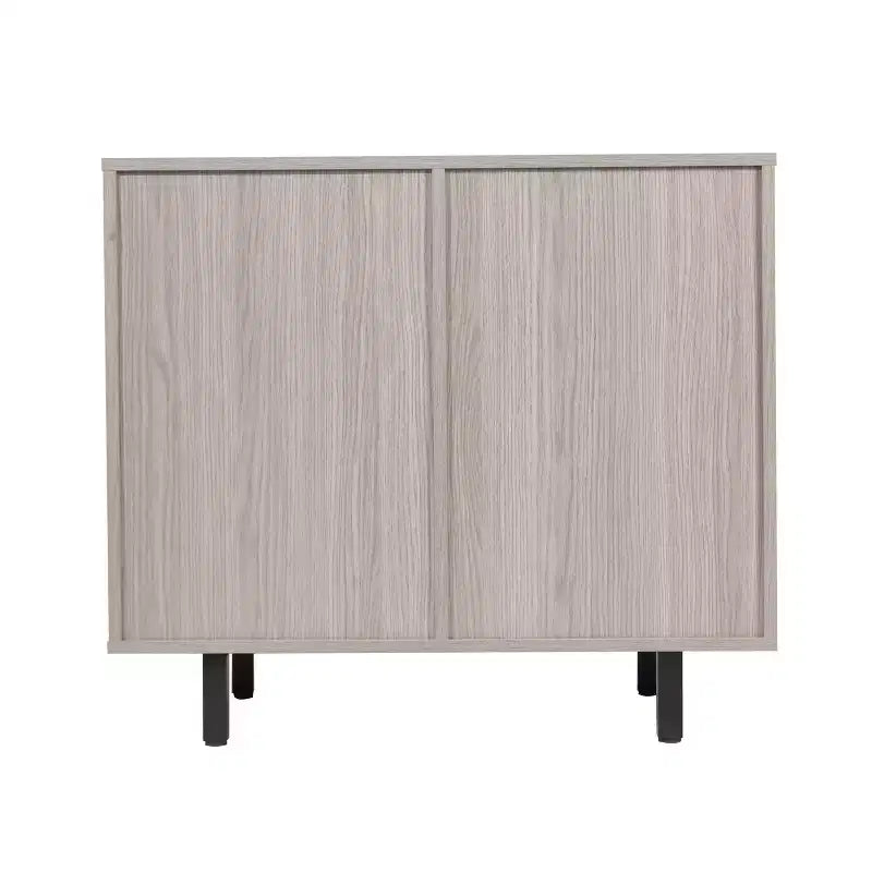 Meuble bar et bahut classique Emma et Oliver avec armoire à porte simple de style Shaker avec rangement pour verres suspendu et étagères ouvertes pour bouteilles