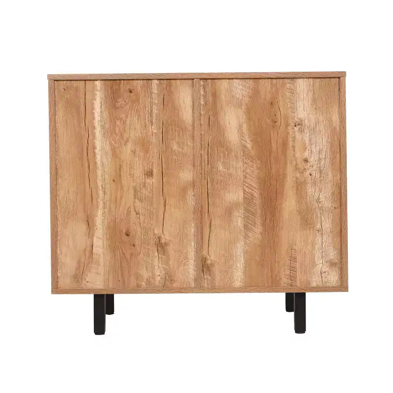 Meuble bar et bahut classique Emma et Oliver avec armoire à porte simple de style Shaker avec rangement pour verres suspendu et étagères ouvertes pour bouteilles
