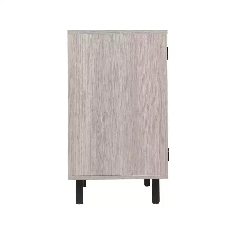 Meuble bar et bahut classique Emma et Oliver avec armoire à porte simple de style Shaker avec rangement pour verres suspendu et étagères ouvertes pour bouteilles