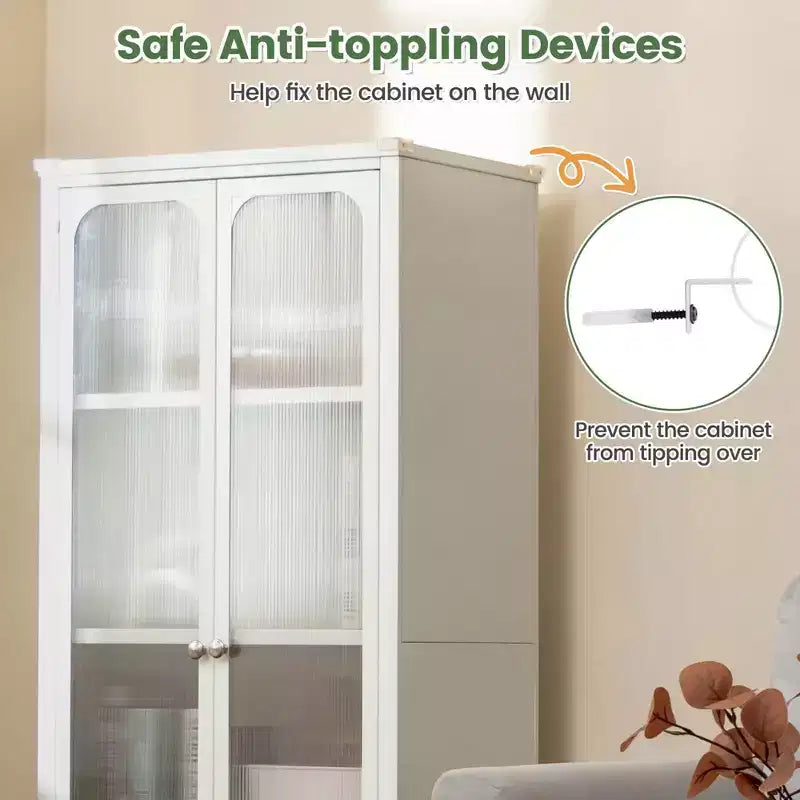 Costway Armadio Contenitore con Ruote e 2 Ante Trasparenti Scaffali Regolabili Credenza 24 x 14,5 x 58