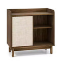 Costway Rattan Sideboard Cabinet Farmhouse Buffet Storage Cabinet with Sliding Door 2 Adjustable Shelves