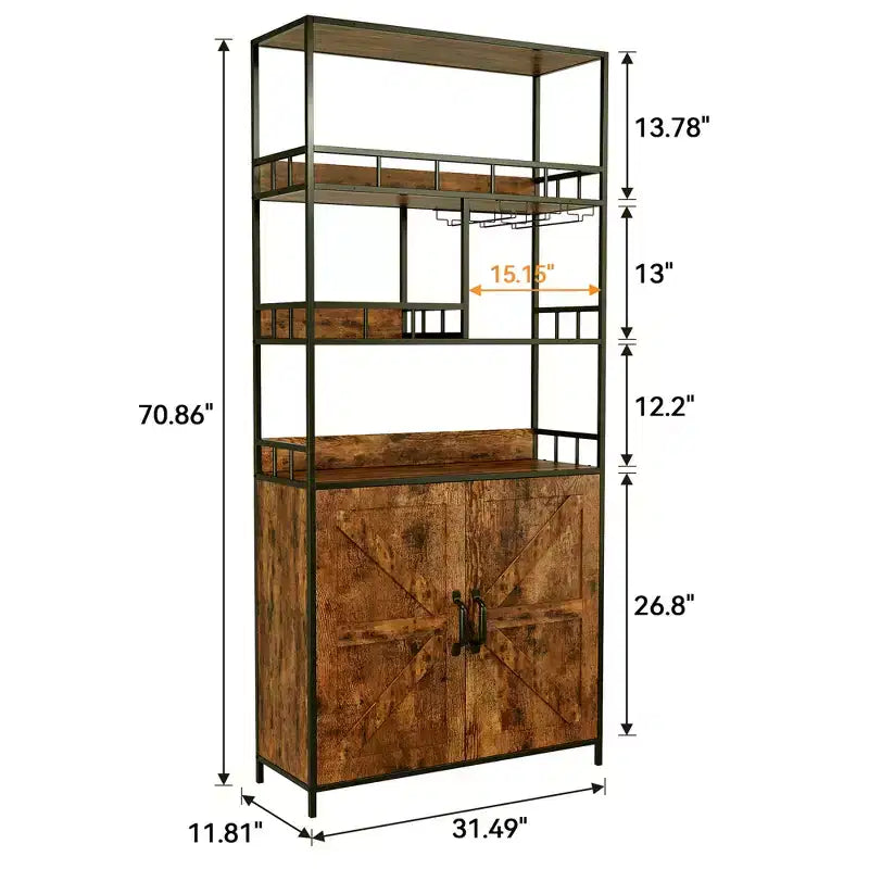Scaffale industriale per panifici Garvee con armadietto 79,9 cm L x 30 cm P x 180 cm A, portabottiglie, marrone