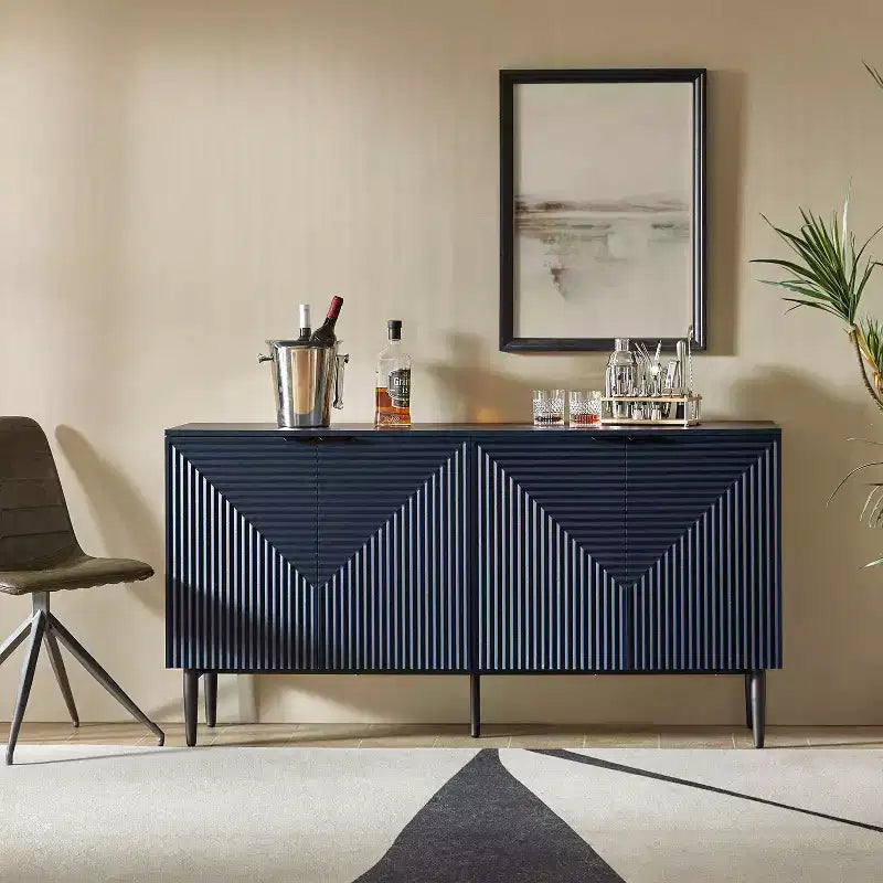 Walter Modern 63 Armadietto con 4 ante e cassetti a scomparsa per vino con foro multimediale e ripiani regolabili | ART OF LIVING DESIGNS