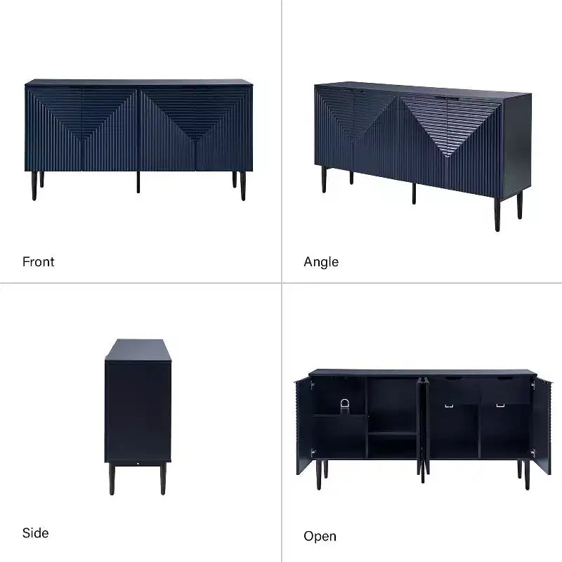 Walter Modern 63 Armadietto con 4 ante e cassetti a scomparsa per vino con foro multimediale e ripiani regolabili | ART OF LIVING DESIGNS