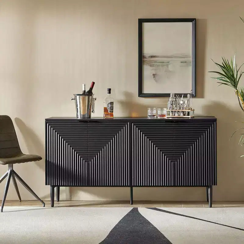 Walter Modern 63 Armadietto con 4 ante e cassetti a scomparsa per vino con foro multimediale e ripiani regolabili | ART OF LIVING DESIGNS