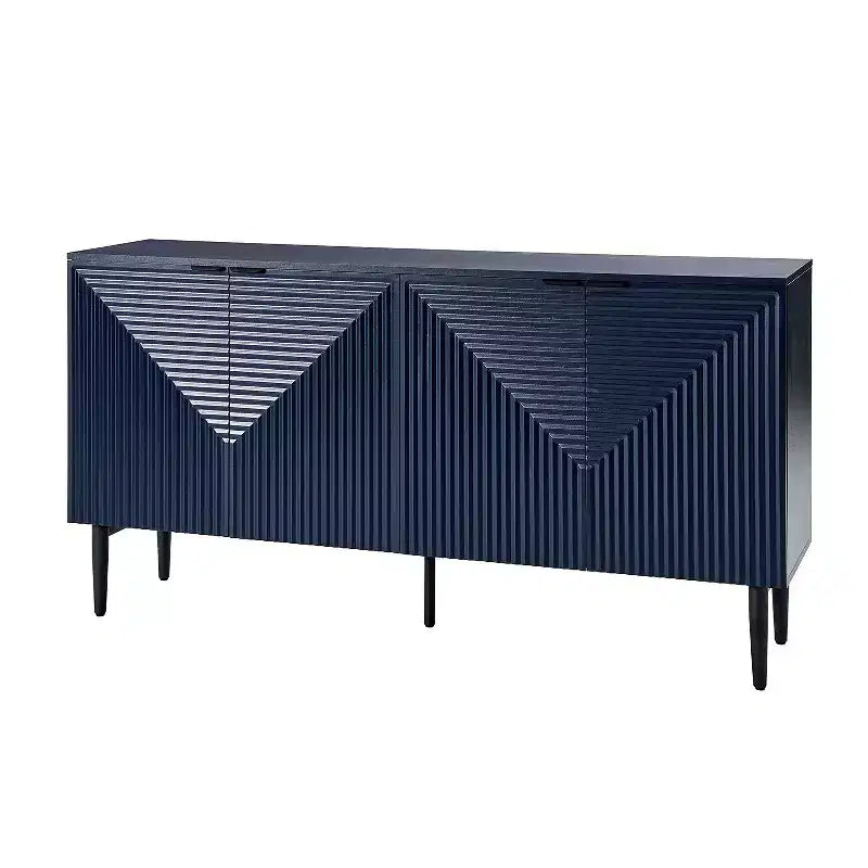 Buffet Walter Modern de 160 cm de large avec 4 portes, tiroirs dissimulés, rangement à vin, trou multimédia et étagères réglables | ART OF LIVING DESIGNS