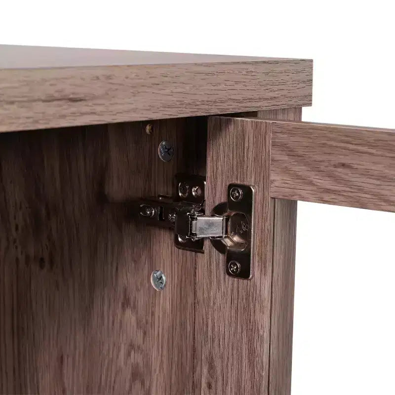 Flash Furniture Dion Mobile Contenitore Moderno per Cucina e Sala da Pranzo, Legno Ingegnerizzato con 2 Ante in Vetro Temperato, 2 Cassetti, Ripiano Aperto