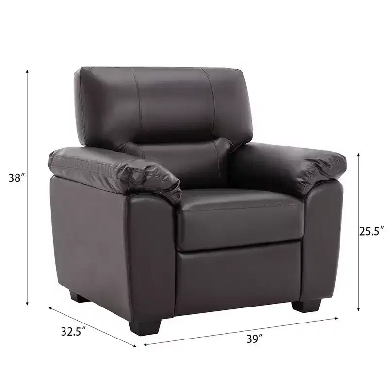 Set Divano a 6 Posti Divanetto Poltrona Salotto Ecopelle con Cuscini Cioccolato Nero-Morden Fort