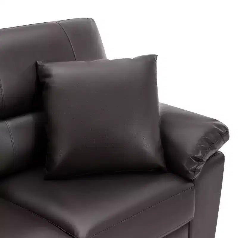 Set Divano a 6 Posti Divanetto Poltrona Salotto Ecopelle con Cuscini Cioccolato Nero-Morden Fort