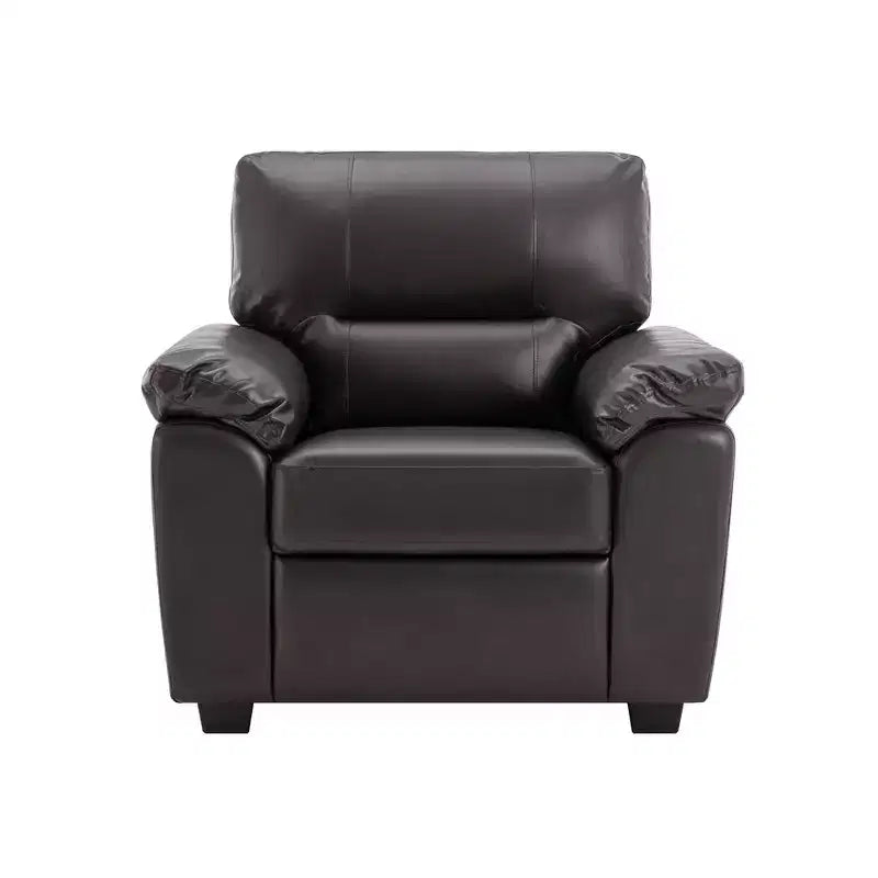 Set Divano a 6 Posti Divanetto Poltrona Salotto Ecopelle con Cuscini Cioccolato Nero-Morden Fort
