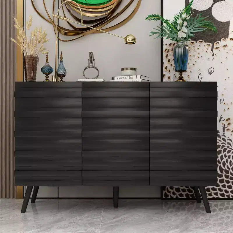 Famapy 47.2 Credenza con Design Moderno Mobile Buffet Nero Tavolo Consolle per l'Arredamento Domestico in Legno
