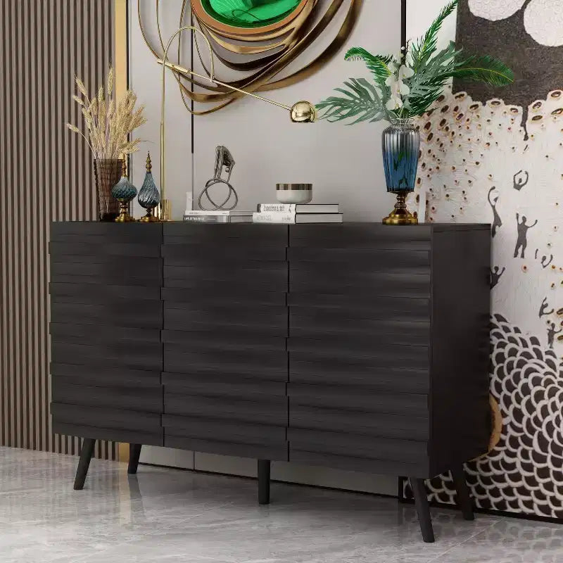 Famapy 47.2 Credenza con Design Moderno Mobile Buffet Nero Tavolo Consolle per l'Arredamento Domestico in Legno