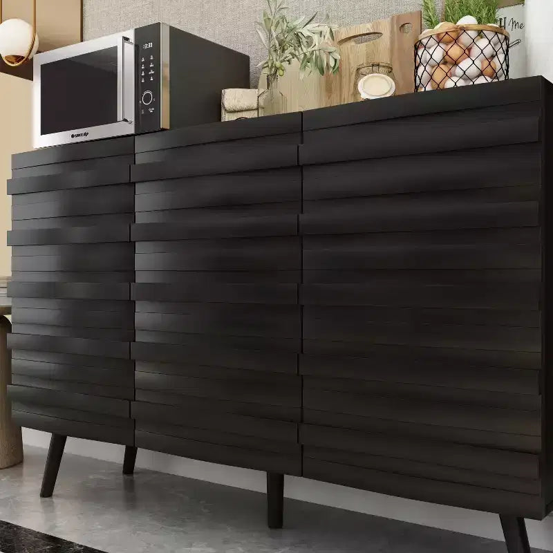 Famapy 47.2 Credenza con Design Moderno Mobile Buffet Nero Tavolo Consolle per l'Arredamento Domestico in Legno