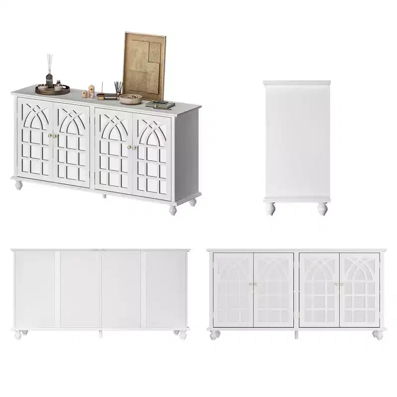 Famapy Apsolon Buffet 160 cm de large, meuble de rangement moderne avec portes en miroir