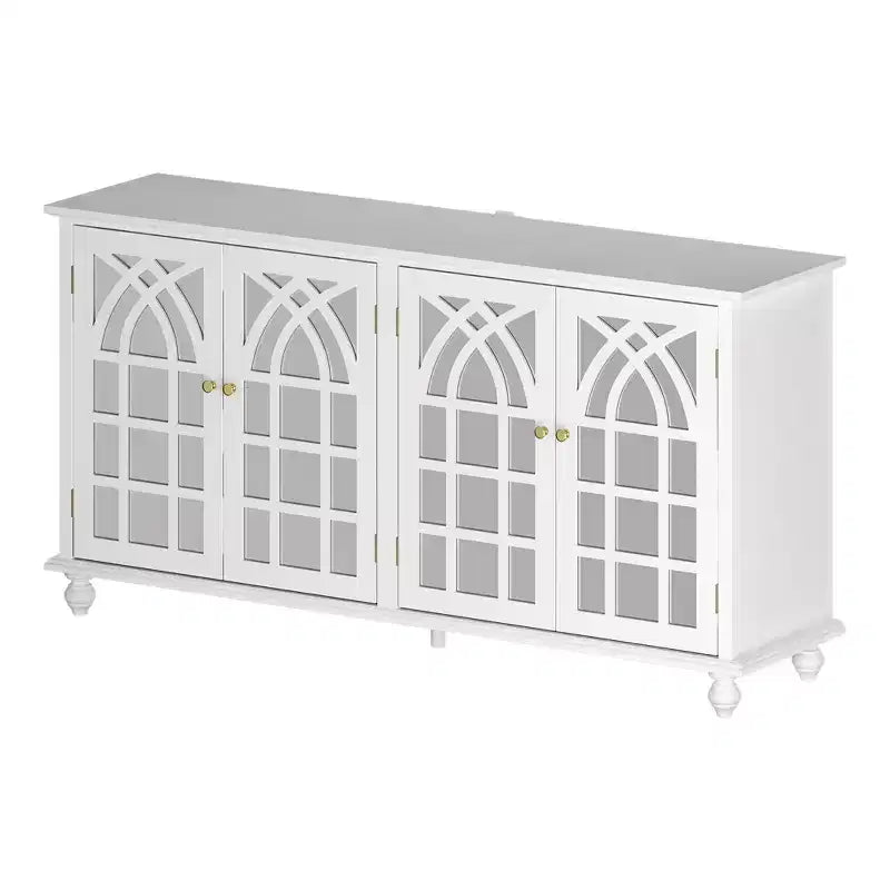 Famapy Apsolon Buffet 160 cm de large, meuble de rangement moderne avec portes en miroir