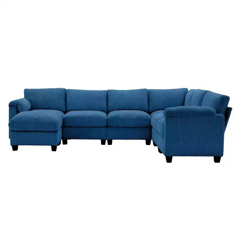 Divano sezionale modulare oversize Hyleory 115 in velluto a coste, divano a U con pouf mobile, grande divano angolare a 7 posti per soggiorno