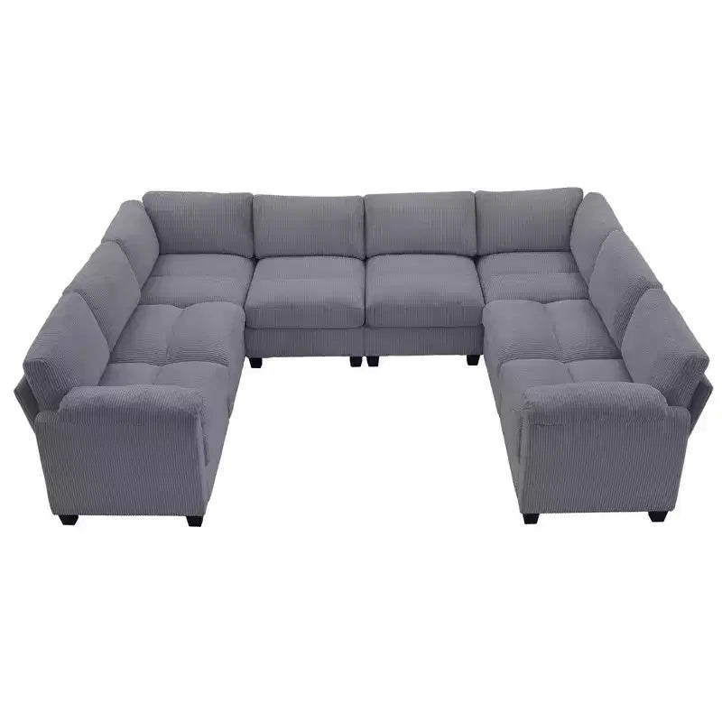 Divano modulare componibile oversize in velluto a coste Hyleory 115, divano a U, grande divano angolare a 8 posti per soggiorno, ufficio, spazi ampi