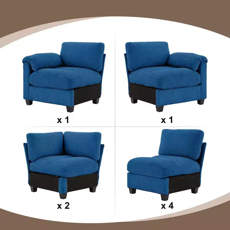 Divano modulare componibile oversize in velluto a coste Hyleory 115, divano a U, grande divano angolare a 8 posti per soggiorno, ufficio, spazi ampi