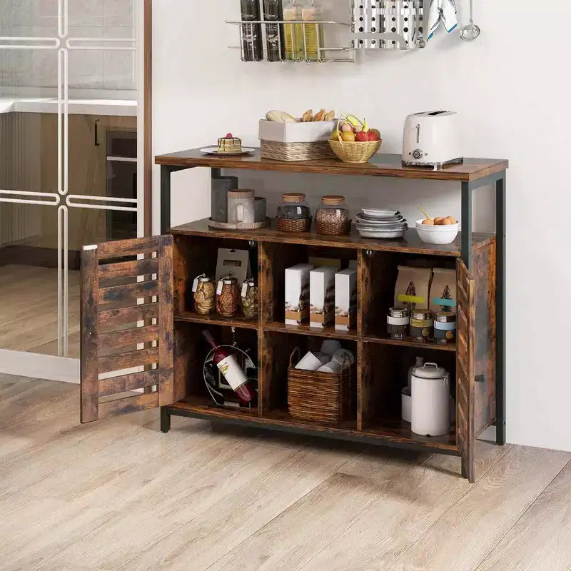 Costway Credenza Industriale da Cucina con Anta a Slatta Push-to-Open