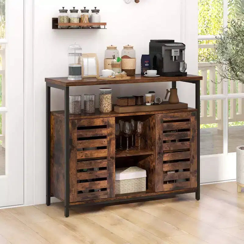 Costway Credenza Industriale da Cucina con Anta a Slatta Push-to-Open