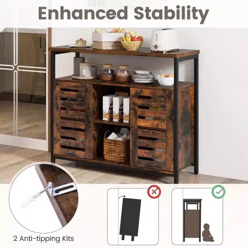 Costway Credenza Industriale da Cucina con Anta a Slatta Push-to-Open