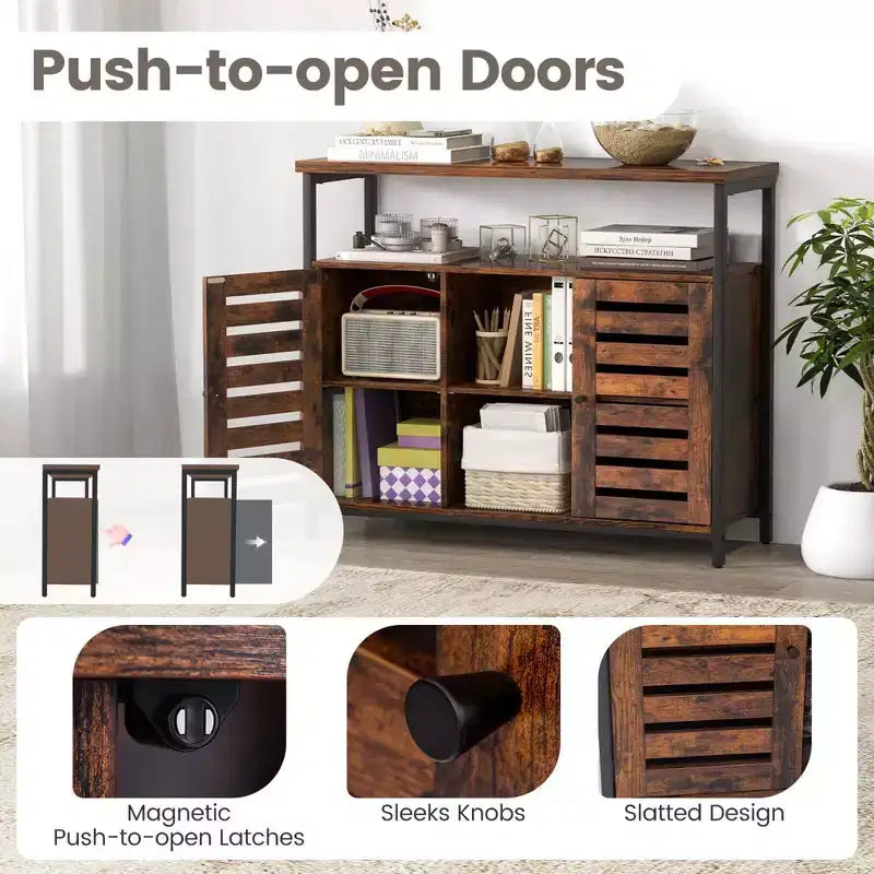 Costway Credenza Industriale da Cucina con Anta a Slatta Push-to-Open
