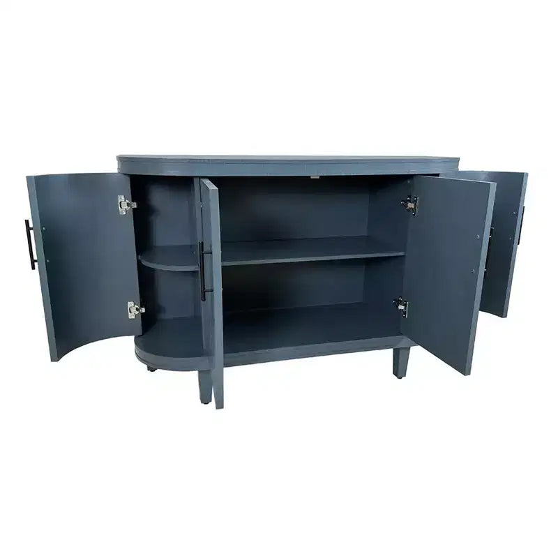 Credenza curva moderna da 120 cm Mobile contenitore decorativo Tavolino consolle in legno Mobile bar con 4 ante e ripiani interni regolabili