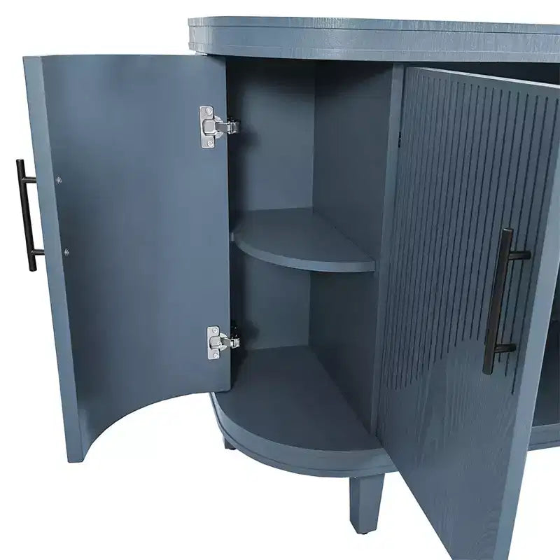 Credenza curva moderna da 120 cm Mobile contenitore decorativo Tavolino consolle in legno Mobile bar con 4 ante e ripiani interni regolabili