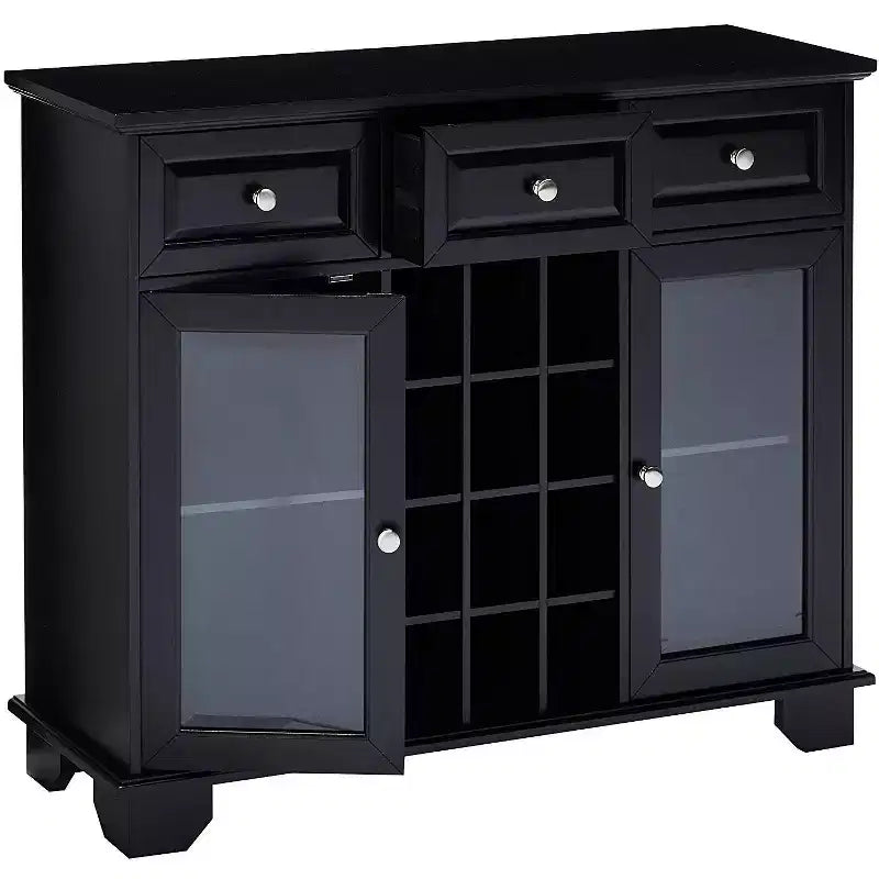 Meuble de service buffet Kings Brand avec rangement pour le vin, noir