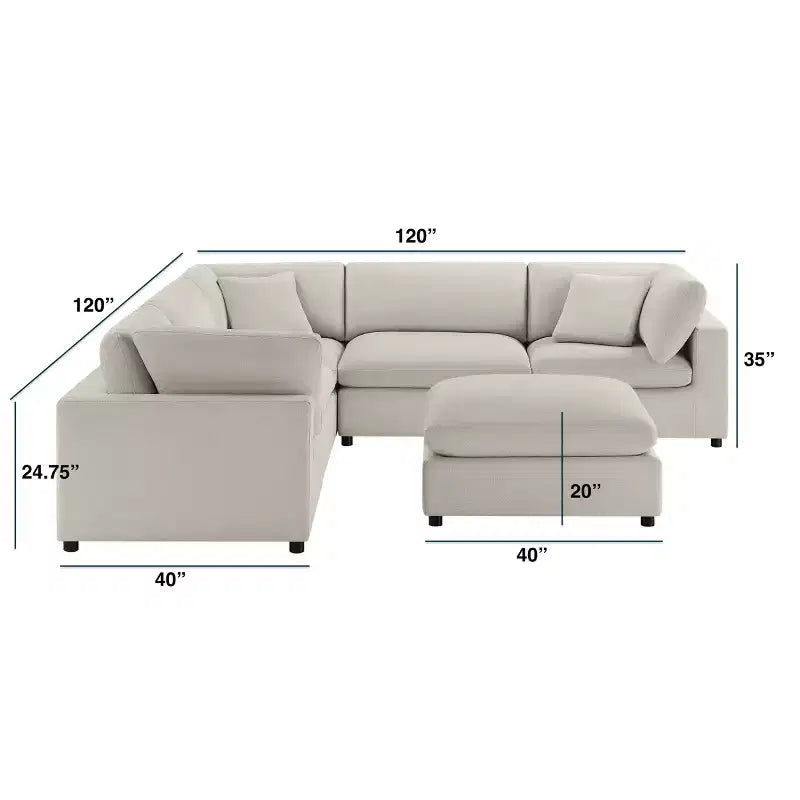 Divano componibile Comfort Pointe Casella 6 pezzi