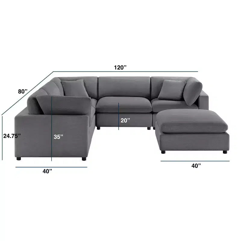 Divano componibile Comfort Pointe Casella 6 pezzi