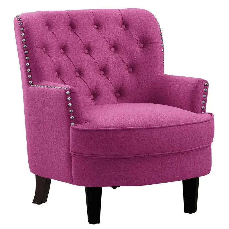 Moser Bay Mignon Velvet / Linen 30 Wide Tufted Wingback Accent Chair