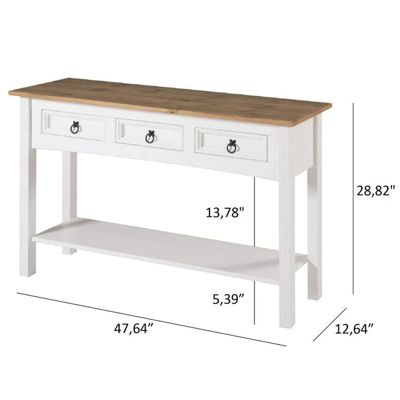 Wood Hall Table Console 3 Drawers Corona | Furniture Dash - N/A