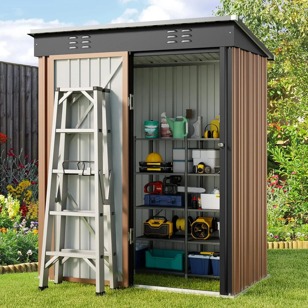 Outdoor Storage Metal Shed Garden Tool Shed with Lockable Door for Patio Furniture and Tools
