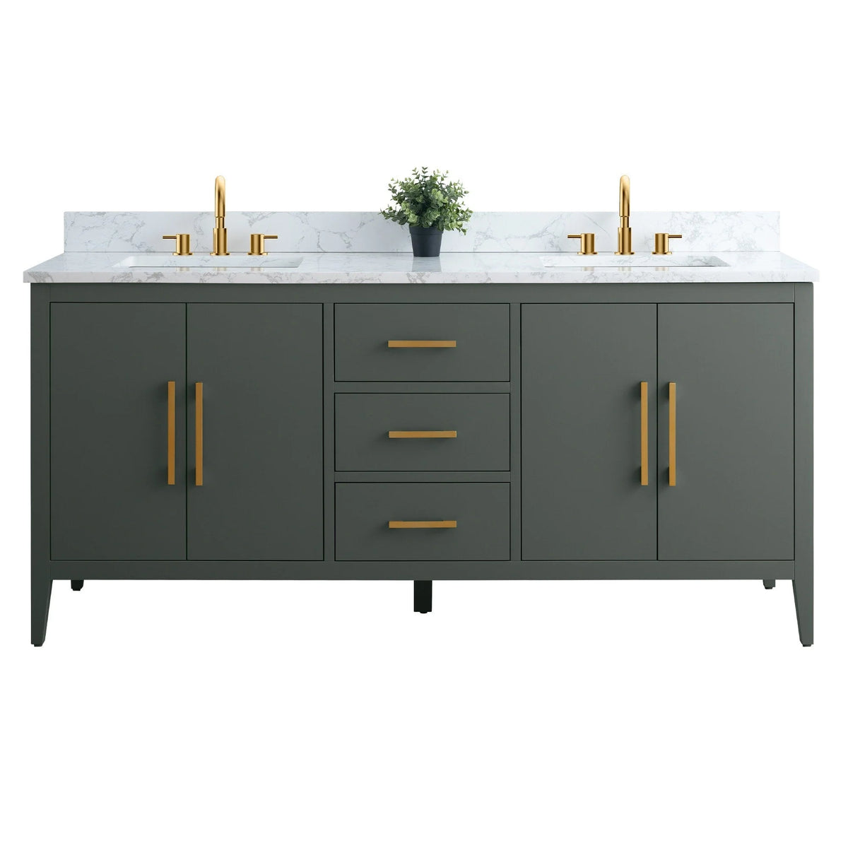 Vanity Art 72 Double Sink Bathroom Vanity Cabinet with Engineered Marble Top