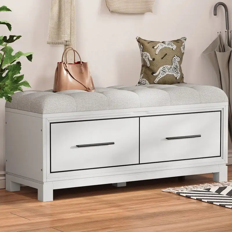 Shoe Bench with Removable Cushion and Hidden Storage for Entryway and Living Room Organization