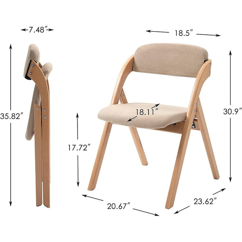 Wooden Stackable Dining Folding Chairs with Padded Seats(Set of 4)