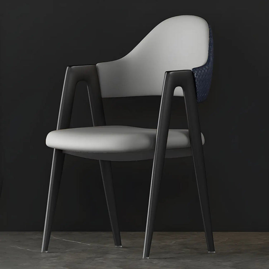 Modern Leather Curved Open Back Arm Dining Chair