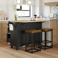 TOPMAX Kitchen Island Set with Drop Leaf and 2 Seatings, Dining Table Set with Adjustable Shelf, Drawers and Towel Rack