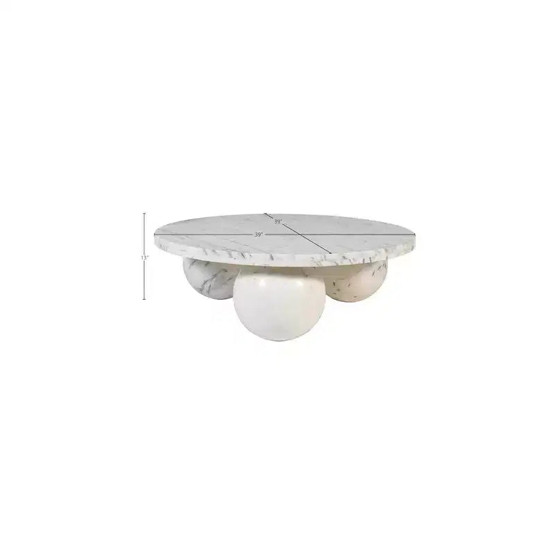 Round Marble Coffee Table with Sphere Legs, Multicolor, Seats 4??